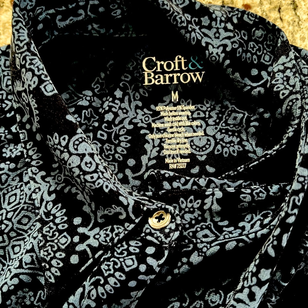 Croft & Barrow Black Blue Paisley Print Sleeveless Top Size M - Picture 7 of 12